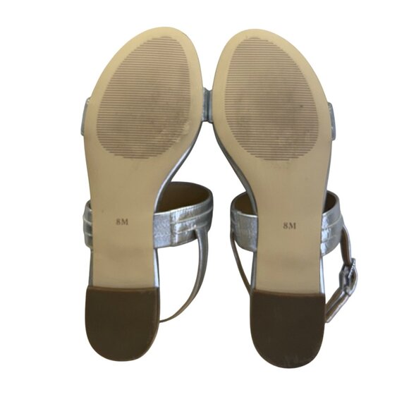 Talbots Women’s Silver Leather Strap With Buckle Closure Sandals Size 8M - Picture 7 of 7